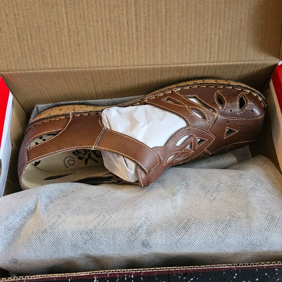 Propet Jenna Womens Brown Leather Sandals Sz 9 Wide Width - Picture 4 of 9